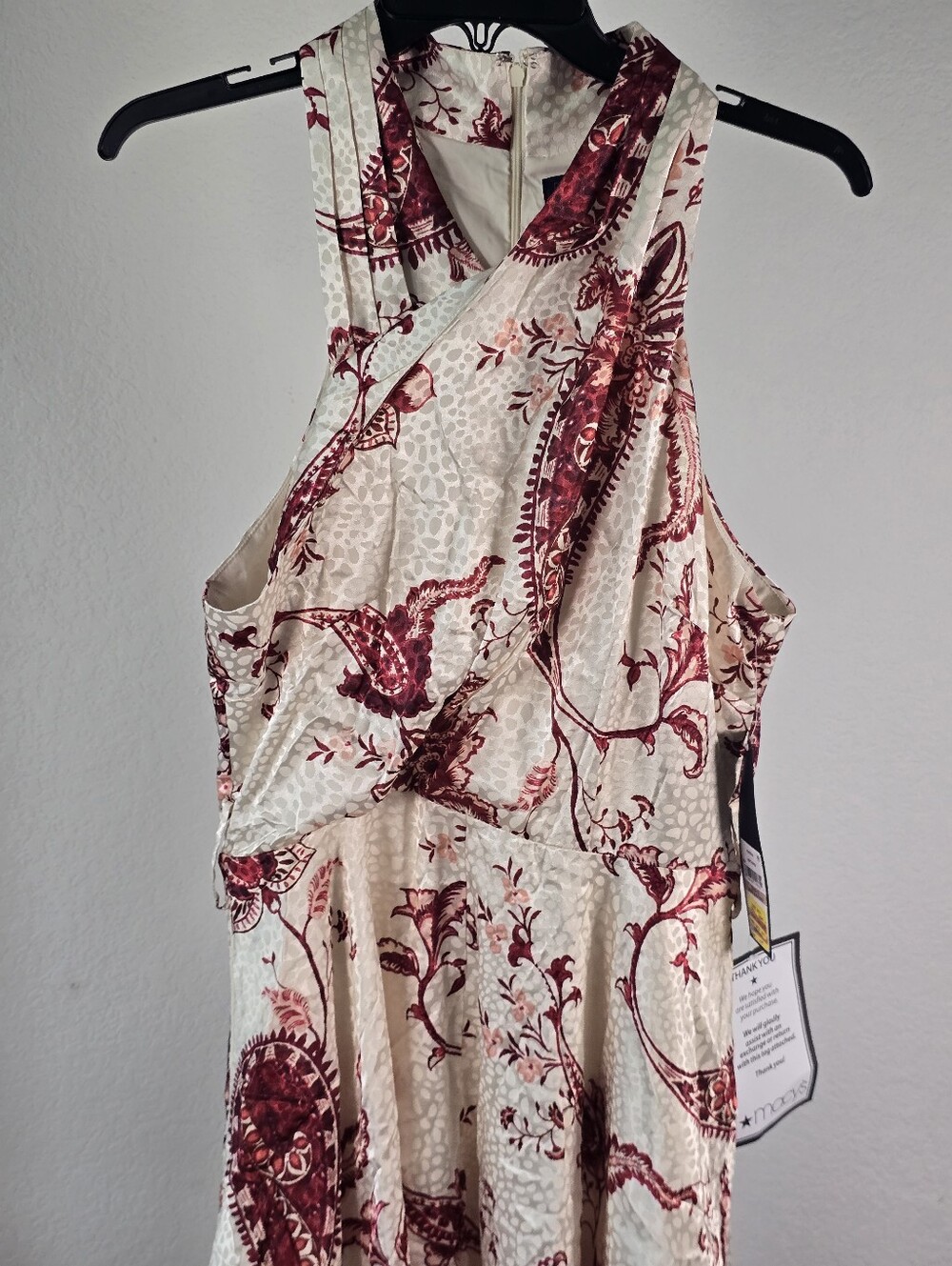 Rachel Rachel Roy NWT $169 Beige Burgundy Paisley Halter Maxi Dress Size 12 Boho - Picture 5 of 12